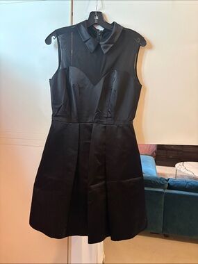 Jill Stuart Black Sheer-Panel Sleeveless Dress
